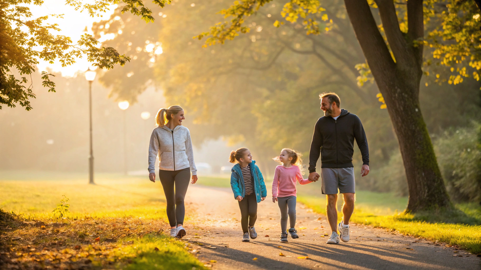 a family morning walk